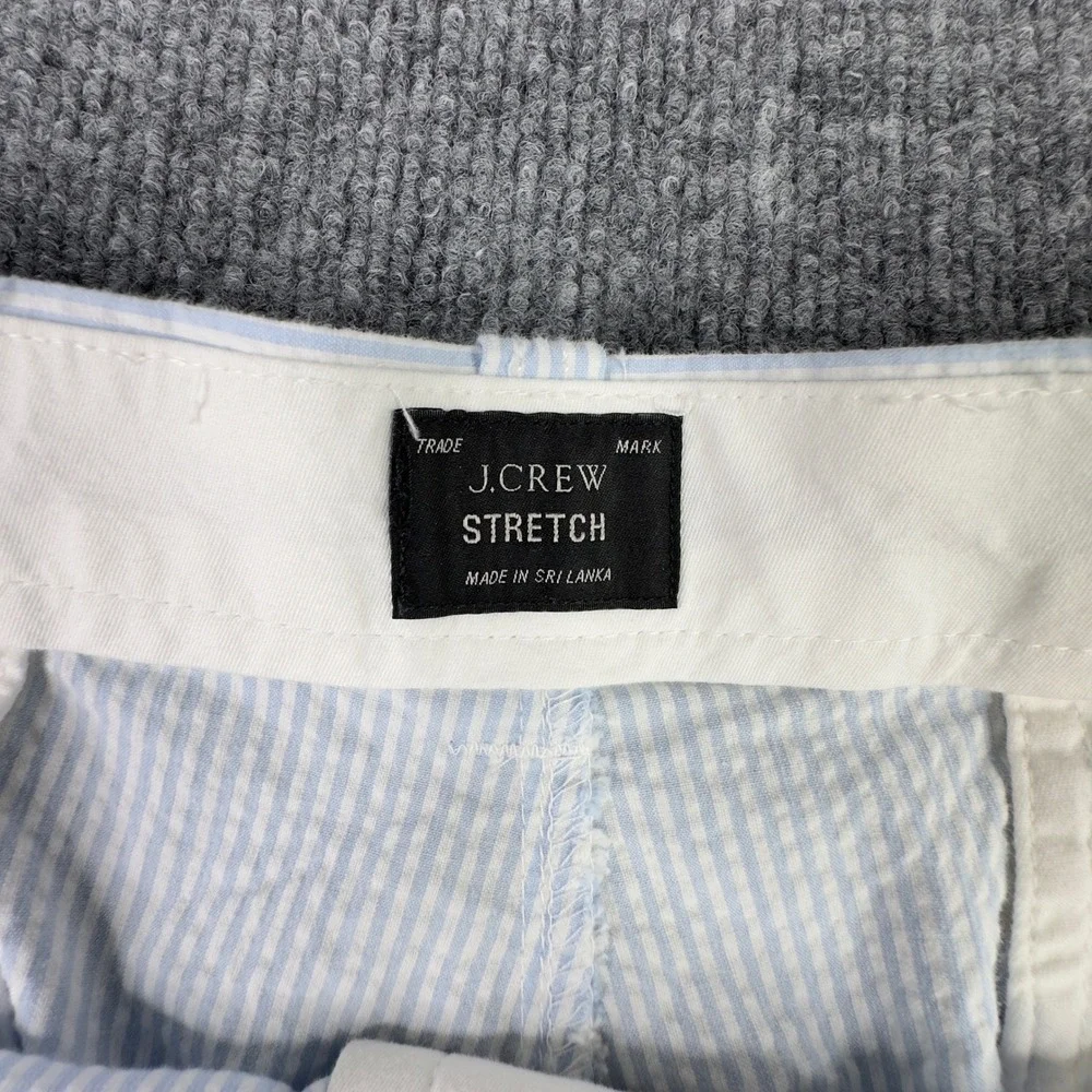 J.Crew‎ Shorts 36 Blue White Seersucker Striped Chino Preppy Coastal Vacation